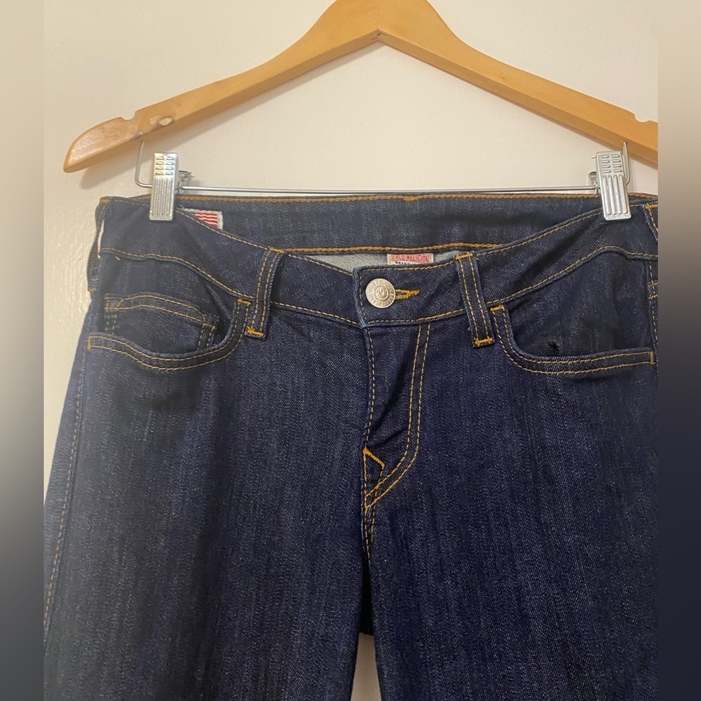 True Religion Carrie Low Rise Dark Blue Flare Jeans - Picture 8 of 16